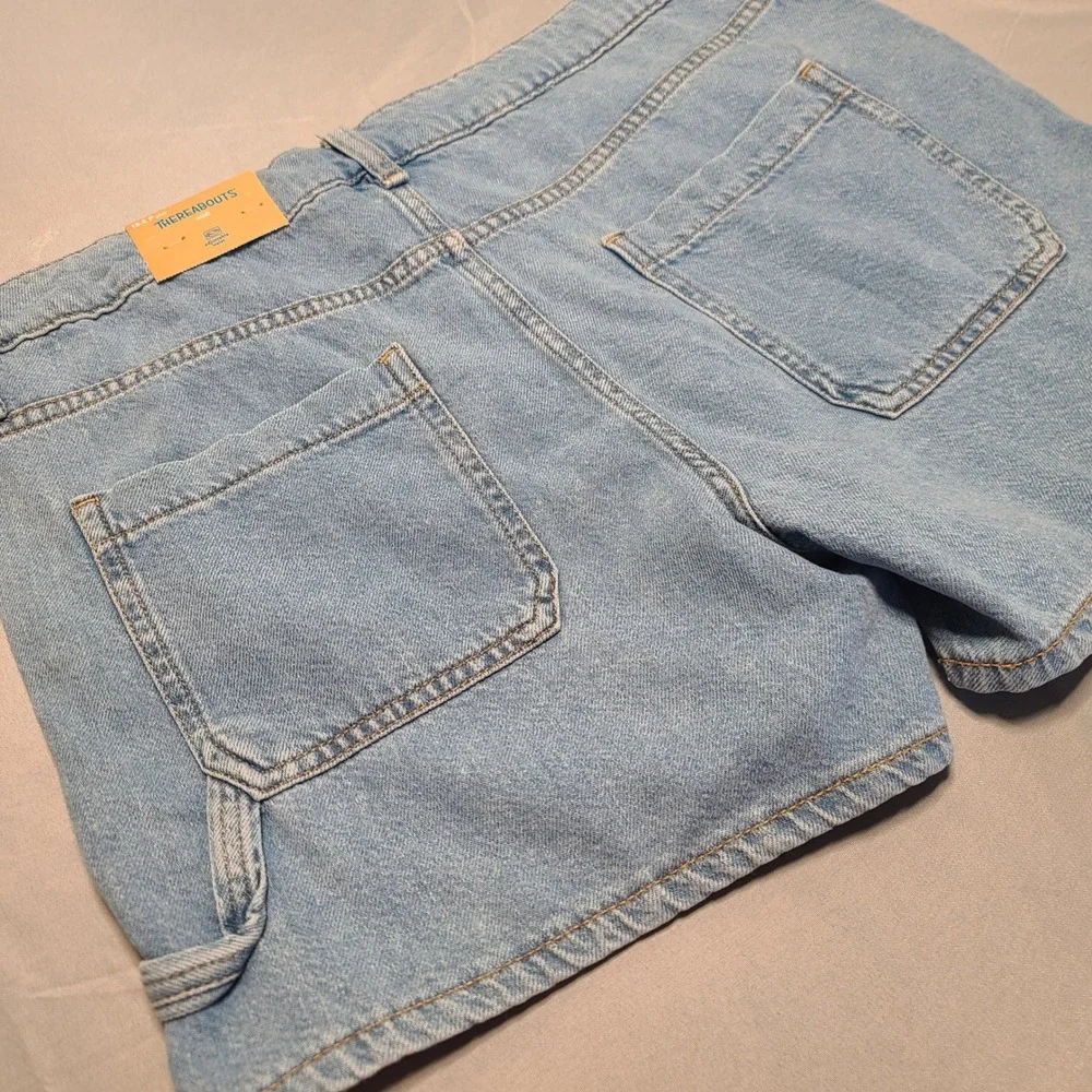 Thereabouts Carpenter Shorts Girls 18.5 Plus Blue Floral Embroidered Utility